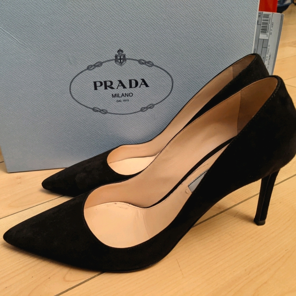 Prada Black Suede Heels